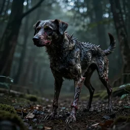 deformed quadruped dog creature with scary pointy spindley lims, uncanny valley, liminal, creepypasta, nightmare