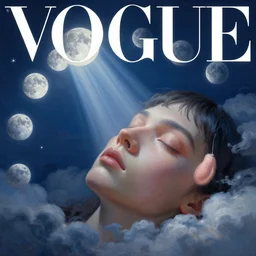 sci - fi, close - up, 3 d, moon rays, night, sleepy fashion model face, cinematic, clouds, sun rays, vogue cover style, poster art, blue mood, realistic painting, intricate oil painting, high detail illustration, figurative art, multiple exposure, moon, 3 d, by tooth wu and wlop and beeple and greg rutkowski