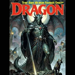 1979 Dragon magazine cover depicting a draconic humanoid mage in fantasy style by Larry Elmore.