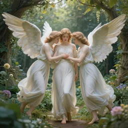 angels playing in a hidden garden by michael whelan, heaven, ultra realistic, aesthetic, beautiful, magical