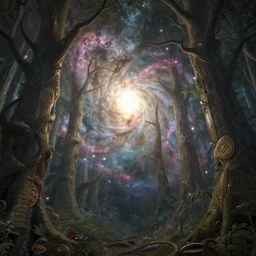 nebula forest by greg rutkowski, high key lighting, volumetric light, digital art, highly detailed, fine detail, intricate, ornate, complex, octane render, unreal engine, photorealistic digital painting, artstation, concept art, sharp focus, art by greg rutkowski and alphonse mucha