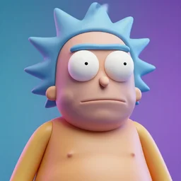 hyperrealistic 3 d rendering, fat smooth cronenberg flesh monster rick and morty close up face, action figure, sofubi, studio lighting, colored gels, colored background, xf iq 4, 1 5 0 mp, 5 0 mm, f 1. 4, iso 2 0 0, 1 / 1 6
