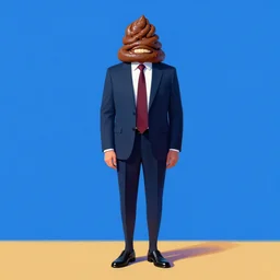 a post - minimalism portrait of putin with 💩 head with very long legs vibrant color scheme, highly detailed, in the style of romanticism, cinematic, artstation, moebius, greg rutkowski