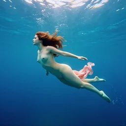 a wide shot, vibrant underwater photo of seductive goddess aphrodite swimming by herself, digital art, illustration by greg rutkowski, artgerm, outdoors, complementing colors, trending on artstation, realistic, hd, 4 k, deviantart, tele photo lens, sigma 5 0 0 mm f / 5