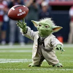 Yoda getting punted like a football, ESPN footage