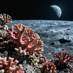 coral reef in lunar ocean, trending on arststation, 4 k, photorealism