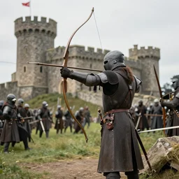 photograph of archer in castle siege