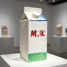 milk carton, art sculpture, display
