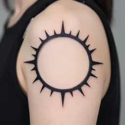 a circular vector tattoo design. simple, spiky, curvilinear.