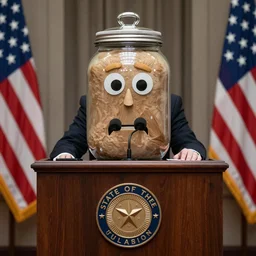 Jar Jar Jar Binks giving the State of the Union Address, high quality press photograph