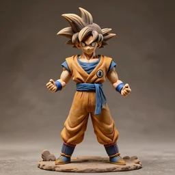hyperrealistic sculpture of goku made of clay