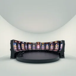 minimalistic extreme wide angle curved perspective digital art of cotton indoor casino with a stage pale colors by anton fadeev from nightmare before christmas