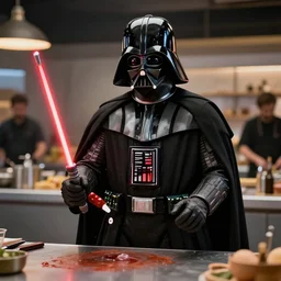 darth vader on a cooking show, hd, 4 k, intricate detail