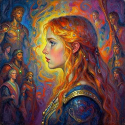 side portrait, imogen poots, paladin, fantasy, gloomhaven, luminescent, organic painting, gaudy colors, by greg manchess, huang guangjian, gil elvgren, sachin teng, greg rutkowski, jesper ejsing, ilya kuvshinov