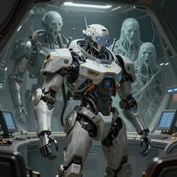 digital artwork, illustration, cinematic camera, a cyborg pilot in the cockpit of a mech, intricate machinery, biomechanics, the ghosts in the machine, cyberpunk concept art by artgerm and Guy Denning and Greg Rutkowski and Ruan Jia, highly detailed, intricate, sci-fi, sharp focus, Trending on Artstation HQ, deviantart