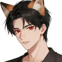 anime portrait of a slick black hair guy with red eyes and fox ears by stanley artgerm lau, wlop, rossdraws, james jean, andrei riabovitchev, marc simonetti, and sakimichan, trending on artstation
