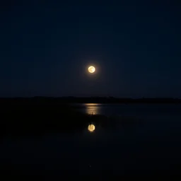 reflection of the moon on water at night