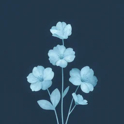 minimalistic wallpaper of light blue flowers, matte painting