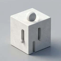 photograph of a person shaped like a cube