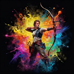 archery splash art graphic design color splash high contrasting art, fantasy, highly detailed, art by greg rutkowski