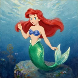 painting of ariel from the little mermaid, 1889