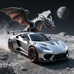 a 3 d render of a cyberpunk dragon car on the moon, 8 k, realistic, dynamic, artstation, digital art