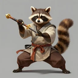 detailed concept art of a chinese anthropomorphic raccoondog tanuki anthro kung fu character by patryk stefaniak, darek zabrocki artstation,