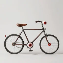 a bicycle made out of red crying eyes