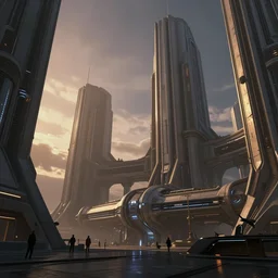 star wars concept art by greg rutkowski, an ecumenopolis full of brutalist yet elegant architecture, cinematic evening light, oppressive atmosphere artstation hq.