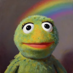 helga pataki's teeth, soft rainbow light, painting by jacques-louis david, sad muppet eyes