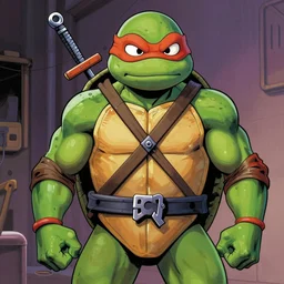 Michaelangelo from the Teenage Mutants Ninja Turtles painted by Michaelangelo, masterpiece