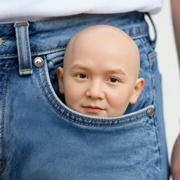 a tiny lenin head peeking out of the pocket of jeans