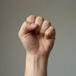 close up of a fist raised in the air, highly detailed, 4k