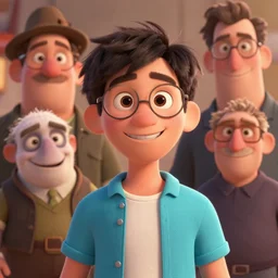 Lofi smiling portrait, Pixar style by Joe Fenton and Stanley Artgerm and Tom Bagshaw and Tim Burton