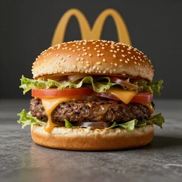 mcdonalds burger, 4 k, high definition, realistic, cinematic, centered