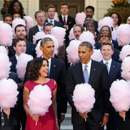 Barack and Michelle Obama made from cotton candy, Alena Aenami, Petros Afshar, Noah Bradley, Anton Fadeev, Anato Finnstark, Steve Henderson, Filip Hodas, Mark Keathley, Thomas Kinkade, Phil Koch, Gilbert Williams, Mike Winkelmann, Beeple