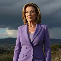 a photoshoot of super saiyan nancy pelosi