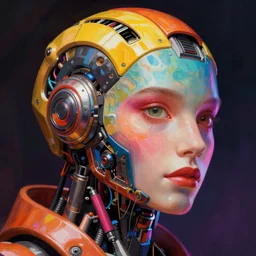 hyper realistic portrait, scifi machine robot head saturated colors, cinematic, artstation