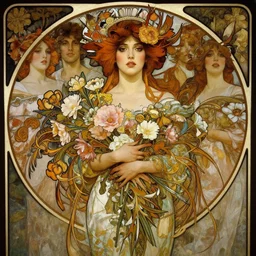 portrait of a beautiful mysterious woman holding a bouquet of flowing flowers, fantasy, regal, intricate, by stanley artgerm lau, greg rutkowski, thomas kindkade, alphonse mucha, loish, norman rockwell