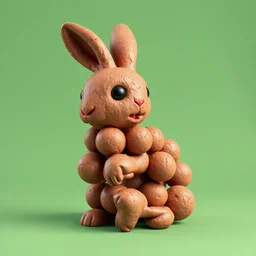 rabbit sculpture made of meatball balls, hiperrealism, artstation, octane render, detailed