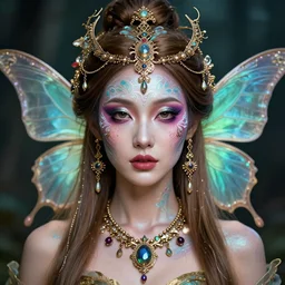 portrait of a fairy, symmetric, facepaint, intricate jewelry, trending on artstation 4 k, in the style of karol bak and tom bagshaw