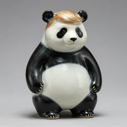 an elegant, shiny, porcelain portrait of donald trump as a giant panda, han dynasty heirloom