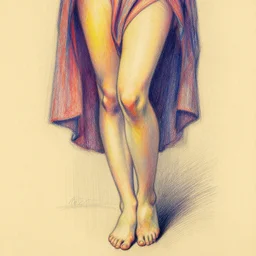 a pencil sketch portrait of a woman with very long legs vibrant color scheme, highly detailed, in the style of romanticism, cinematic, artstation, moebius, greg rutkowski