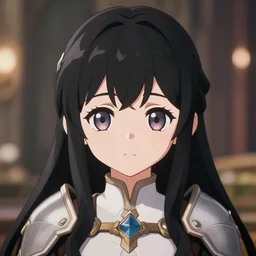 adorable young cute anime elf girl, long black hair, fantasy armor, symmetrical face. symmetrical detailed defined eyes. beautiful lineart. bokeh pixiv # 1 ranking depth focus, chromatic aberration, noise, soft lighting, srgb, 4 k, cinematic