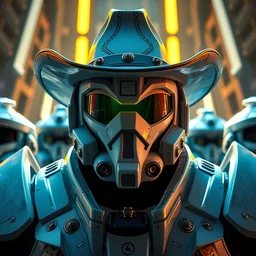 perfectly - centered!! looking at the camera!!! low - angle!! portrait of fallout brotherhood in white power armor with cowboy hat, intricate artwork, by tooth wu, wlop, beeple, dan mumford. concept art, octane render, deviantart, greg rutkowski, cinematic arthouse, key art, hyper realism, iridescent accents