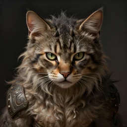 portrait of a barbarian kitten, muscular, wild, upper body, D&D, fantasy, intricate, cinematic lighting, highly detailed,  digital painting, artstation, concept art, smooth, sharp focus, illustration, art by Hajime Sorayama