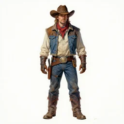 detailed western npc! 8 k, gouache, kitbash, centered, white background