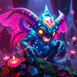 magical technological advanced imp living in wonderland, highly detailed, 8 k, hdr, award - winning, octane render, artstation, volumetric lighting, anime wallpaper, pop art color