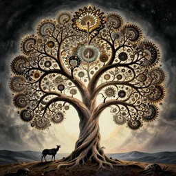 tree of life, alex grey, salvador dali, fractal art, art nouveau
