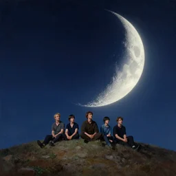 hyper realistic camera sitting on a tall hill. sickle moon, atmospheric painting by chiara bautista zdzisław beksinski karl kopinski kim jung giu and weta studio, and lucasfilm and jesper ejsing and norman rockwell greg rutkowski frank frazzeta